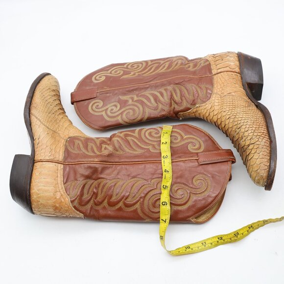 Tony Lama 8113 Exotic Python Brown Label Men's Size 8 D Western Cowboy Boots - Picture 9 of 14